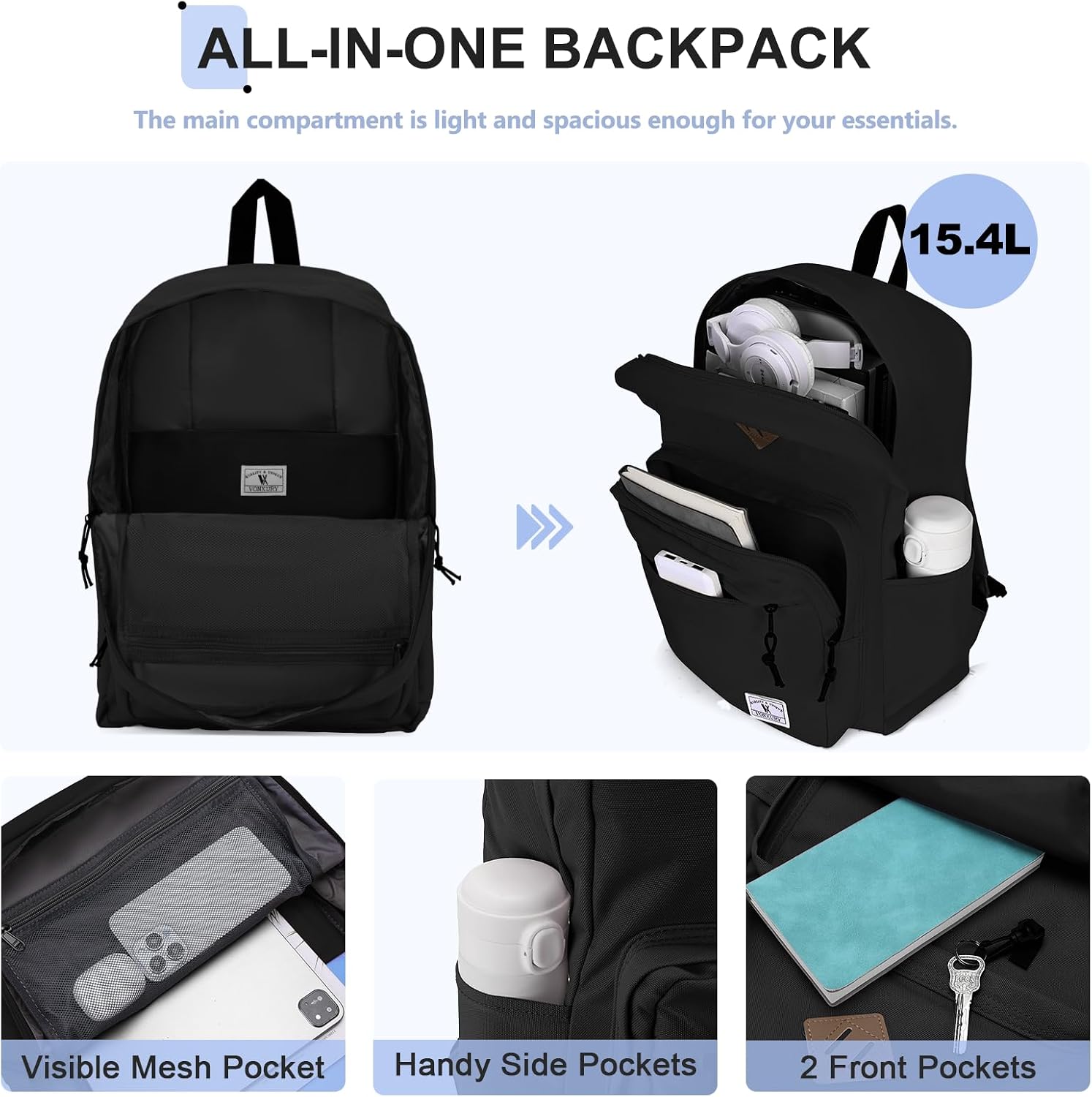 Kids Backpack for School Travel,16.7 Inch Lightweight Bookbag | Small School Bag for Boys Girls, Adjustable Straps