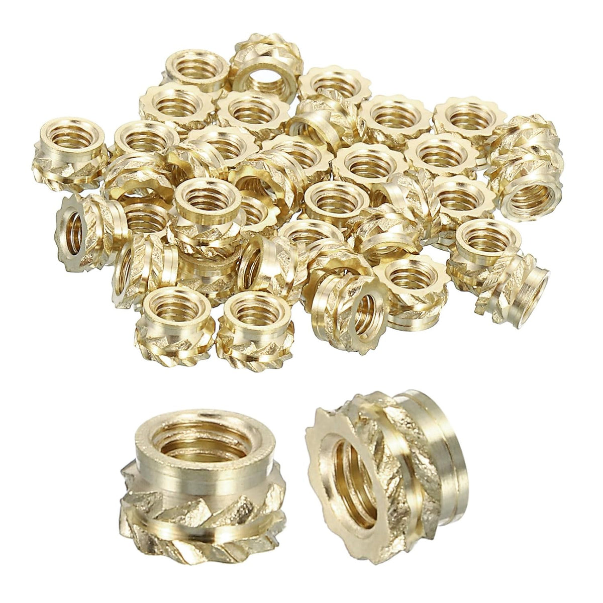 uxcell Knurled Insert Nuts, 100pcs M3 x 3mm L x 5mm OD 3D Printing Brass Nuts Female Threaded Inserts Brass Heat Set Insert Embedment Nuts