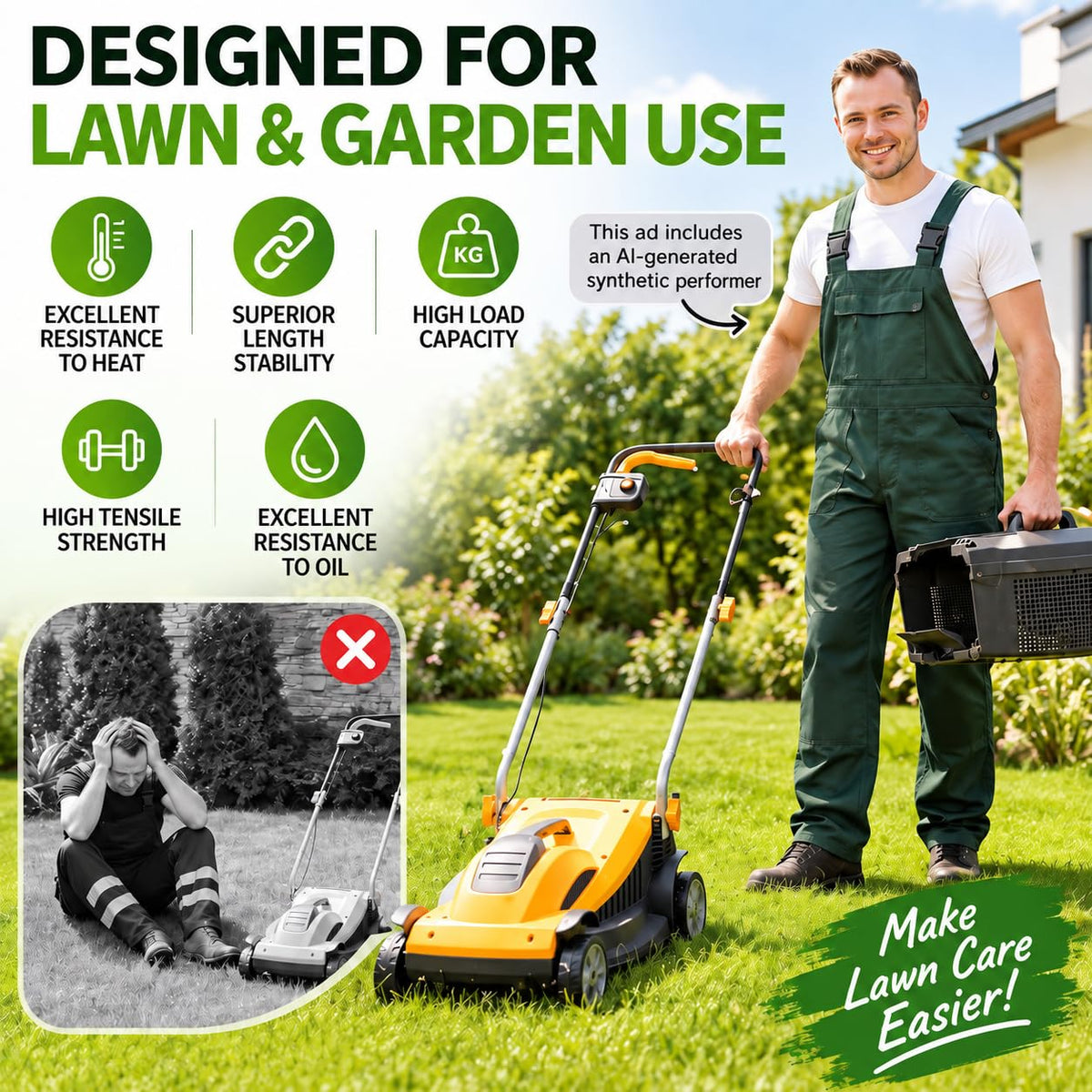 1/2 x 151-1/4 Mower Belt, Reinforced Deck Replacement