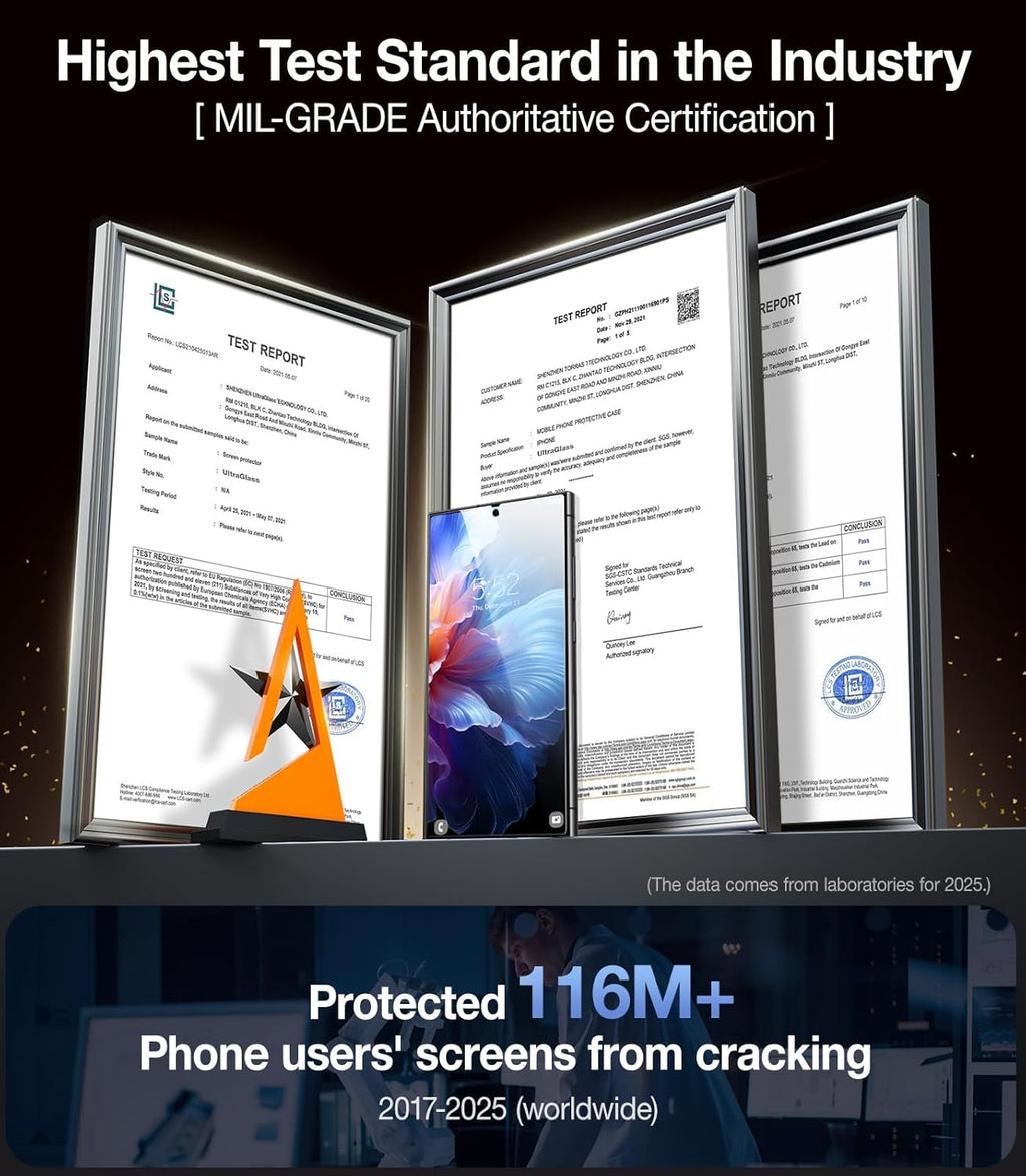 Unbreak Top 9H+ Glass for Samsung Galaxy S24 Ultra Screen Protector [Military Grade Shatterproof & Longest Durable]