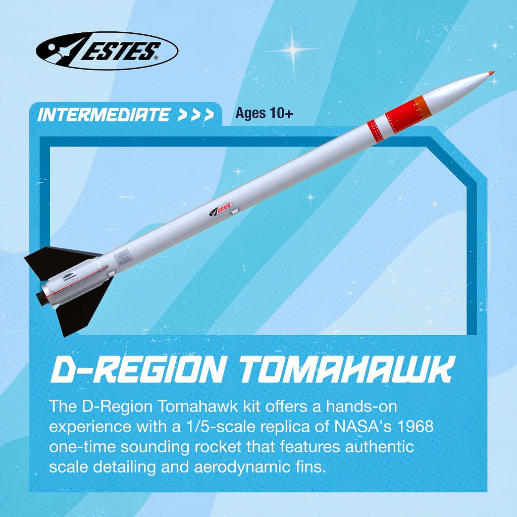 2037 D-Region Tomahawk Model Rocket Kit, Intermediate Replica Flying-Rocket-Model Kit for Ages 10+