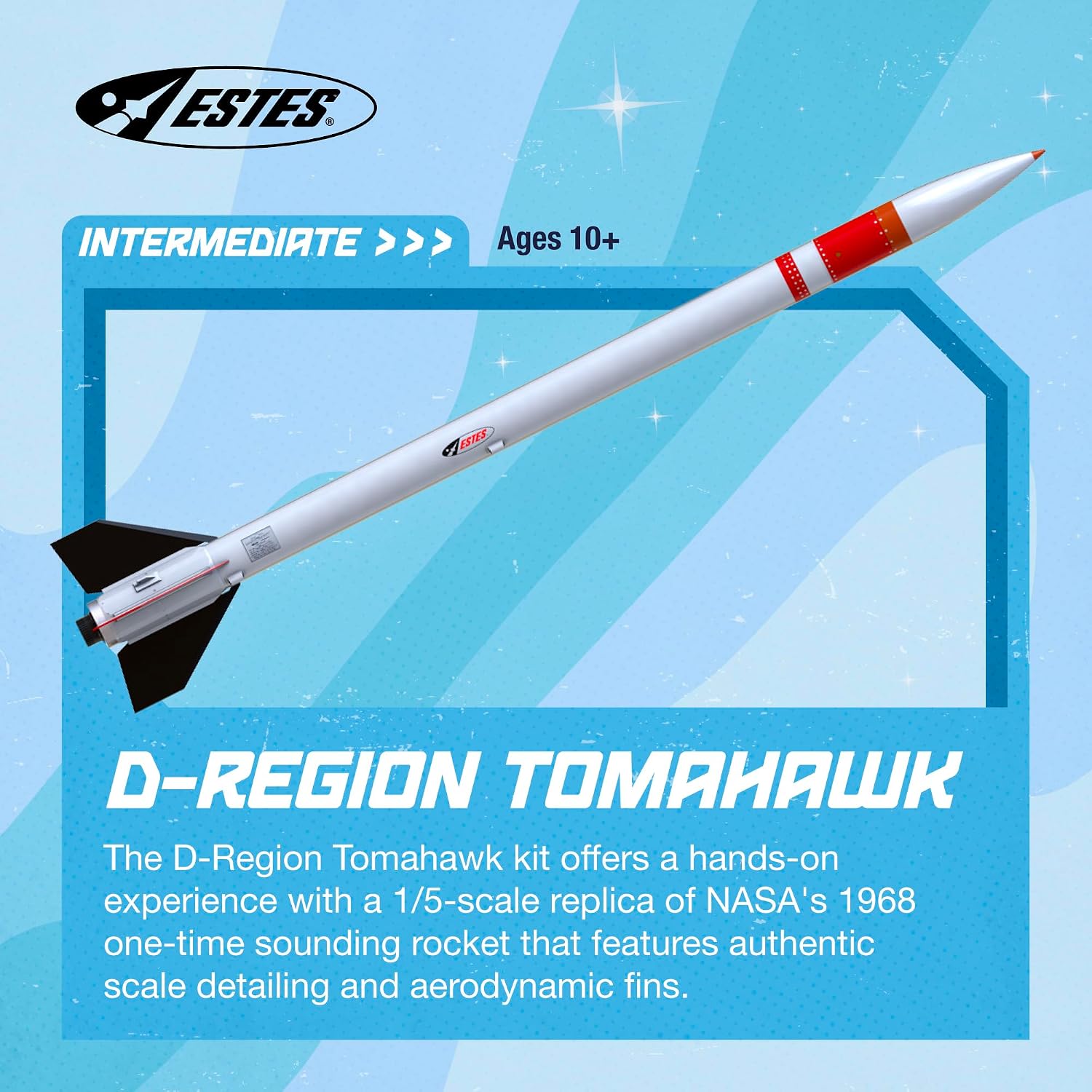 2037 D-Region Tomahawk Model Rocket Kit, Intermediate Replica Flying-Rocket-Model Kit for Ages 10+