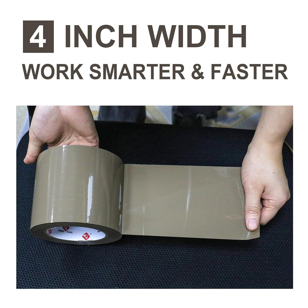 4'' Wide Brown Packing Tape, 4-inch x 110 Yards (330ft), Heavy Duty Industrial Grade Packaging Tape Refills for Box