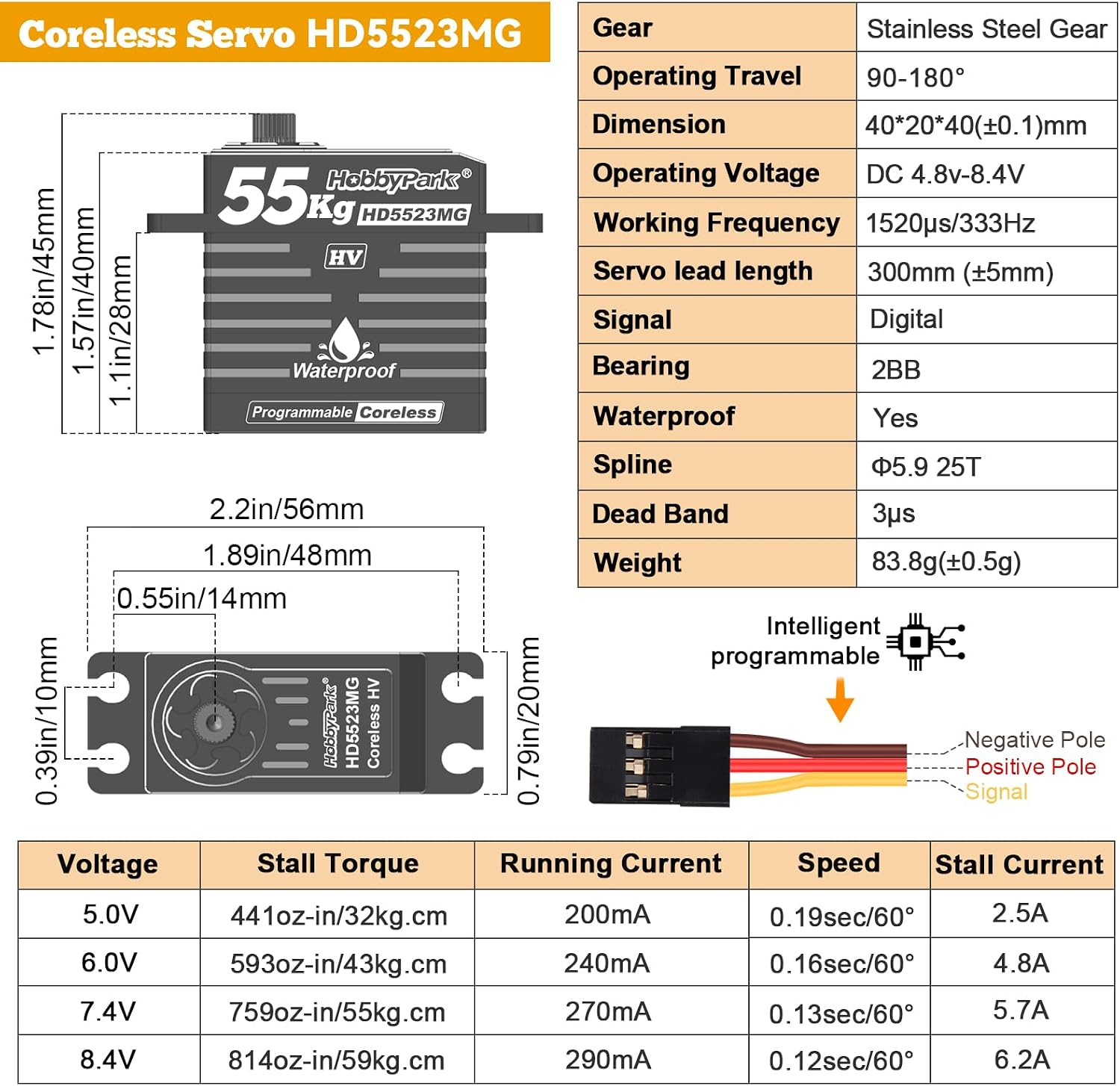 Waterproof RC Servo High Torque Coreless Motor Metal Gear Digital Servo Aluminum Case Parts for 1/8 1/10 RC Crawler