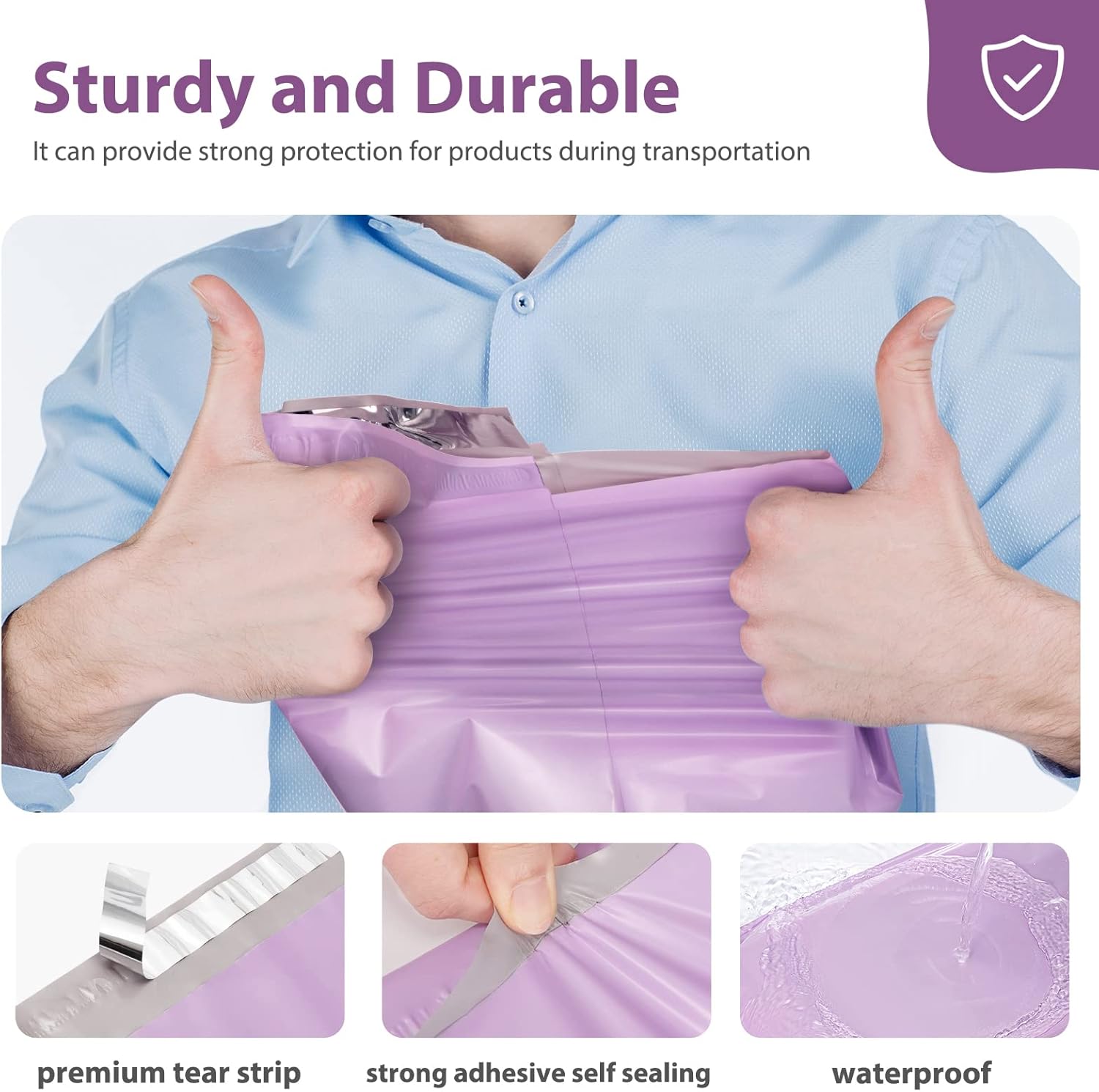 Poly Mailers 10x13 Inch 50 Pcs,Shipping Bags for Clothing Purple | Waterproof Strong Adhesive Shipping Envelopes for
