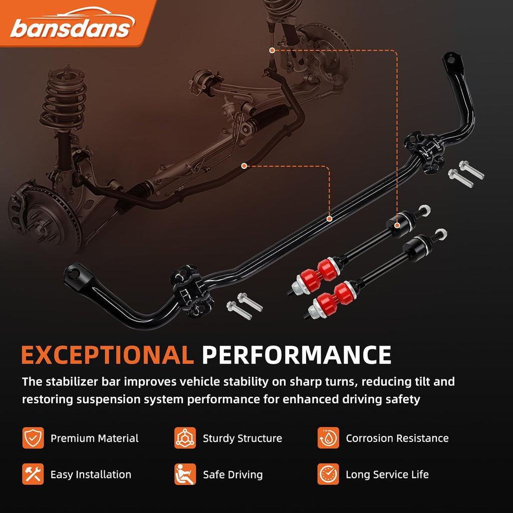 55398938AC Front Stabilizer Bar Kit And K80894 Sway Bar Links Front Sway with PU Bushing Fit for 2009-2010 Dodge Ram 1500, 2011-2018 Ram 1500, 2019-2022 Ram 1500 Classic, OE#55398938AB