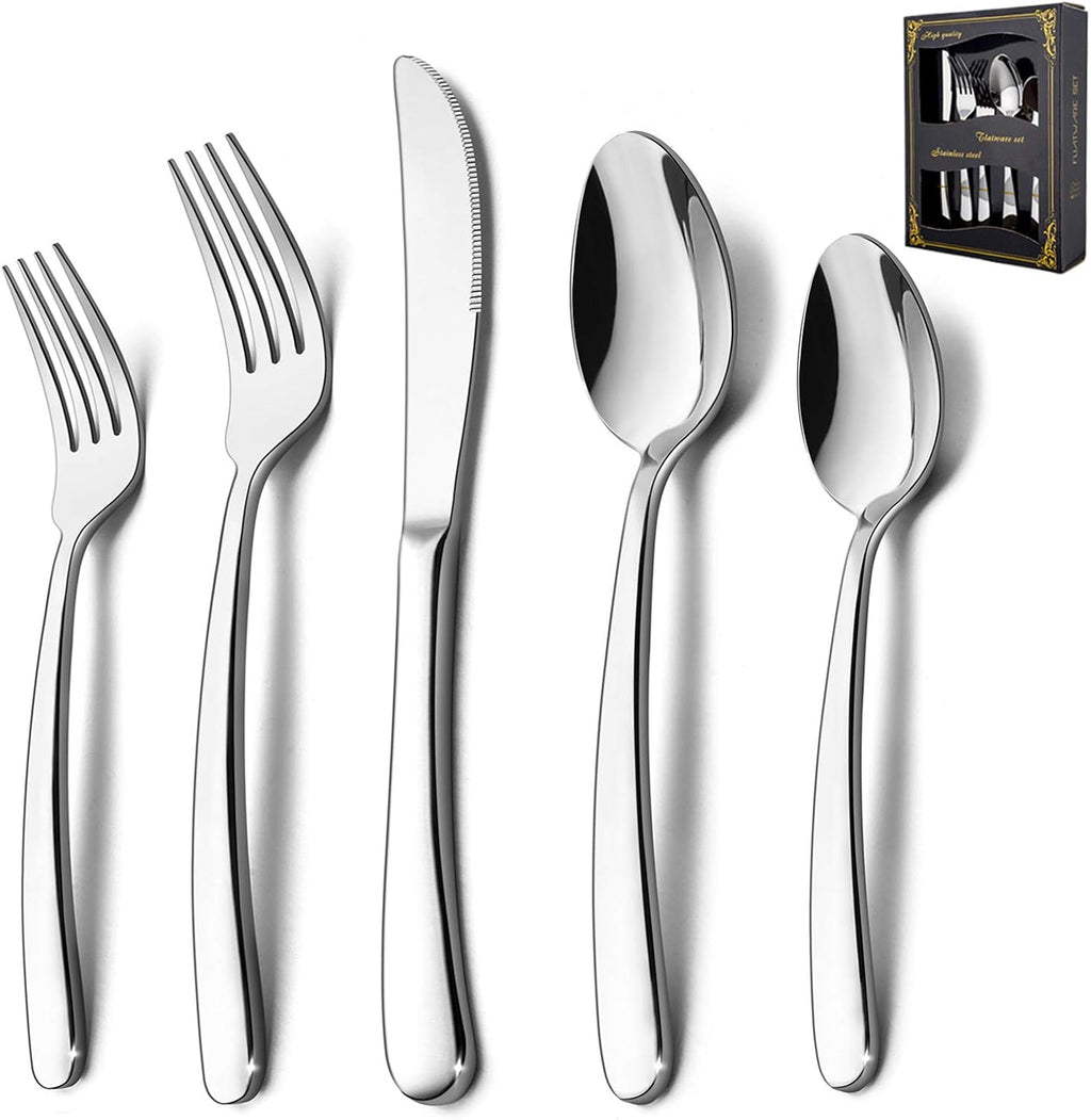Heavy Duty Silverware Set, 60-Piece Stainless Steel Flatware for 12