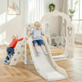 7 in 1 Toddler Slide and Swing Set, Freestanding Kids Large Climber Playset with Basketball Hoop,Storage Space, Baby