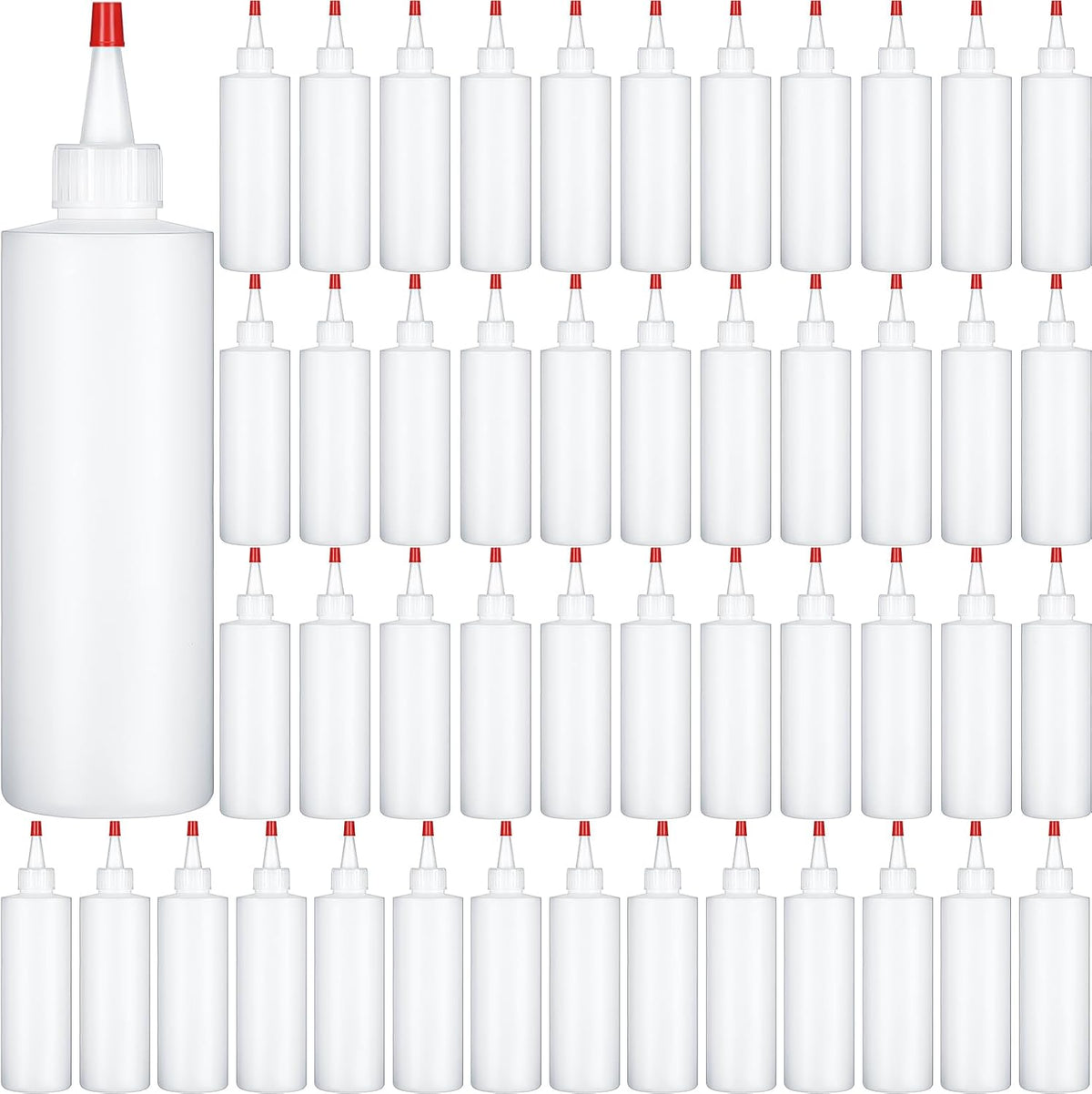 60 Pack 8 oz Condiment Squeeze Bottles Plastic Squeeze Bottles, Red