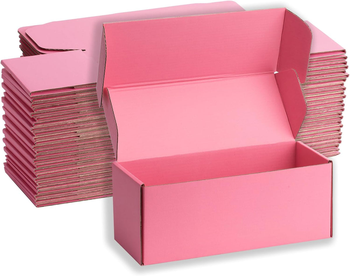 Pink Shipping Boxes 10x4x4 Inches, 20 Pack