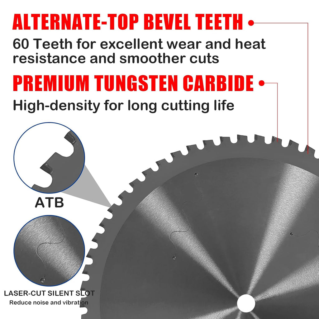 10" Table Saw Blade, TCT Metal Cutting Saw Blades with 60T