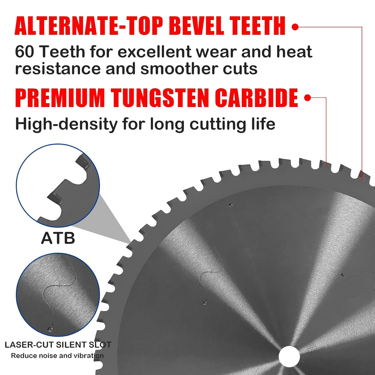 10" Table Saw Blade, TCT Metal Cutting Saw Blades with 60T
