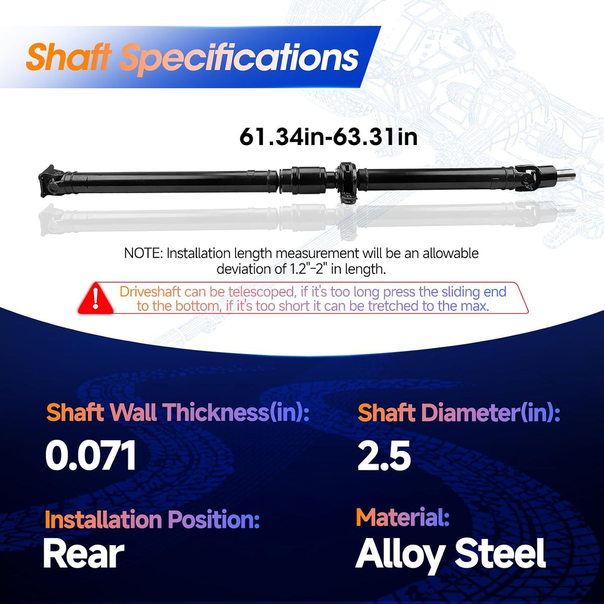 Rear Drive Shaft Assembly Fit for Subaru Legacy 1996-1999, Outback 2001-2004, Baja 2003-2006; Complete Prop Shaft Driveshaft Replaces 27111AE061