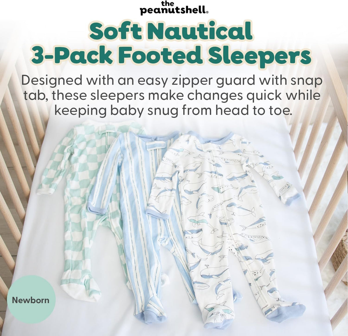 3pk Footed Sleepers - Baby Boy Clothes Newborn, 0-3, 3-6, 6-9 Months, Baby Boy Gifts - Soft Nautical