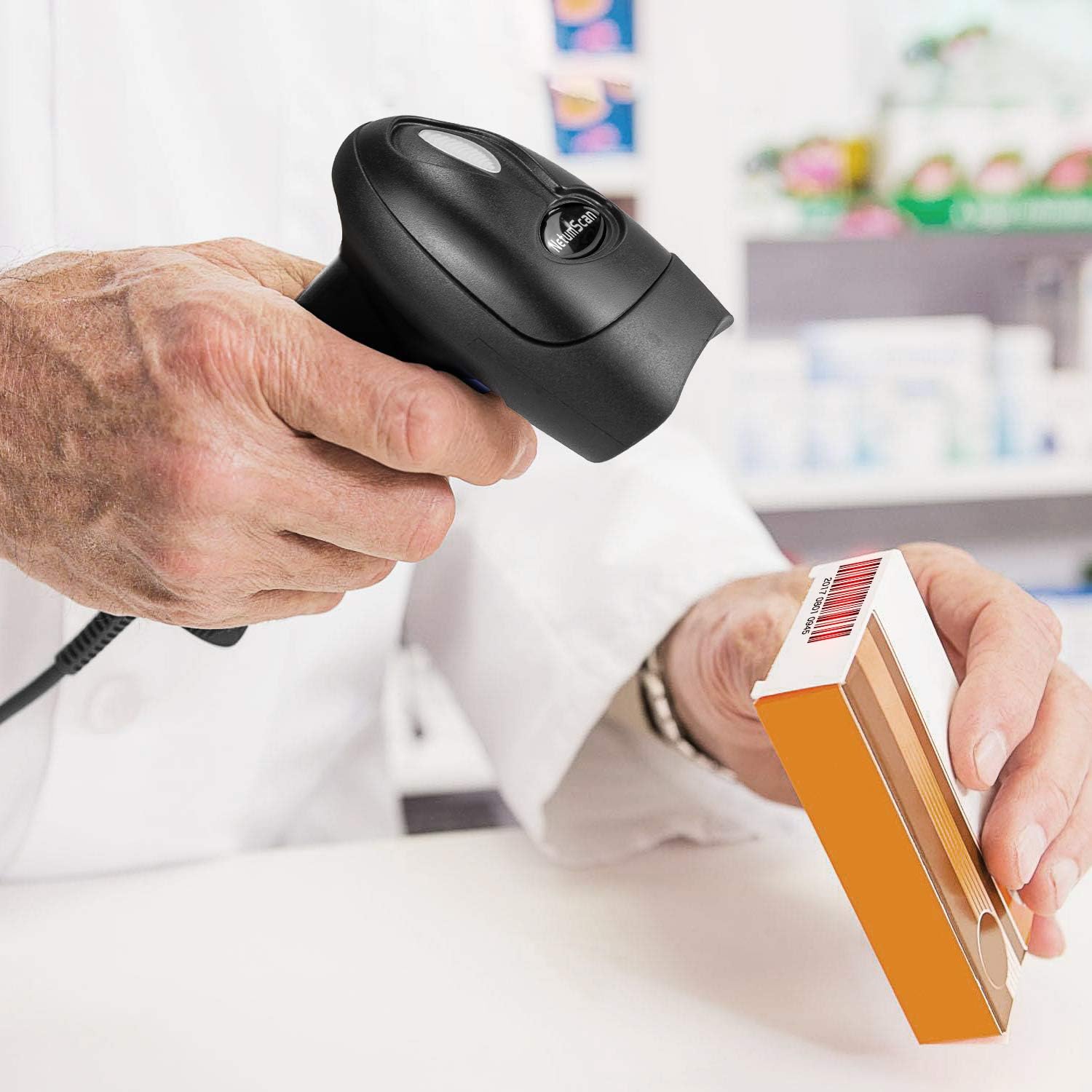Handheld USB 1D Barcode Scanner with Stand, Wired CCD for POS | Bar Code Reader for POS System Sensing, Store