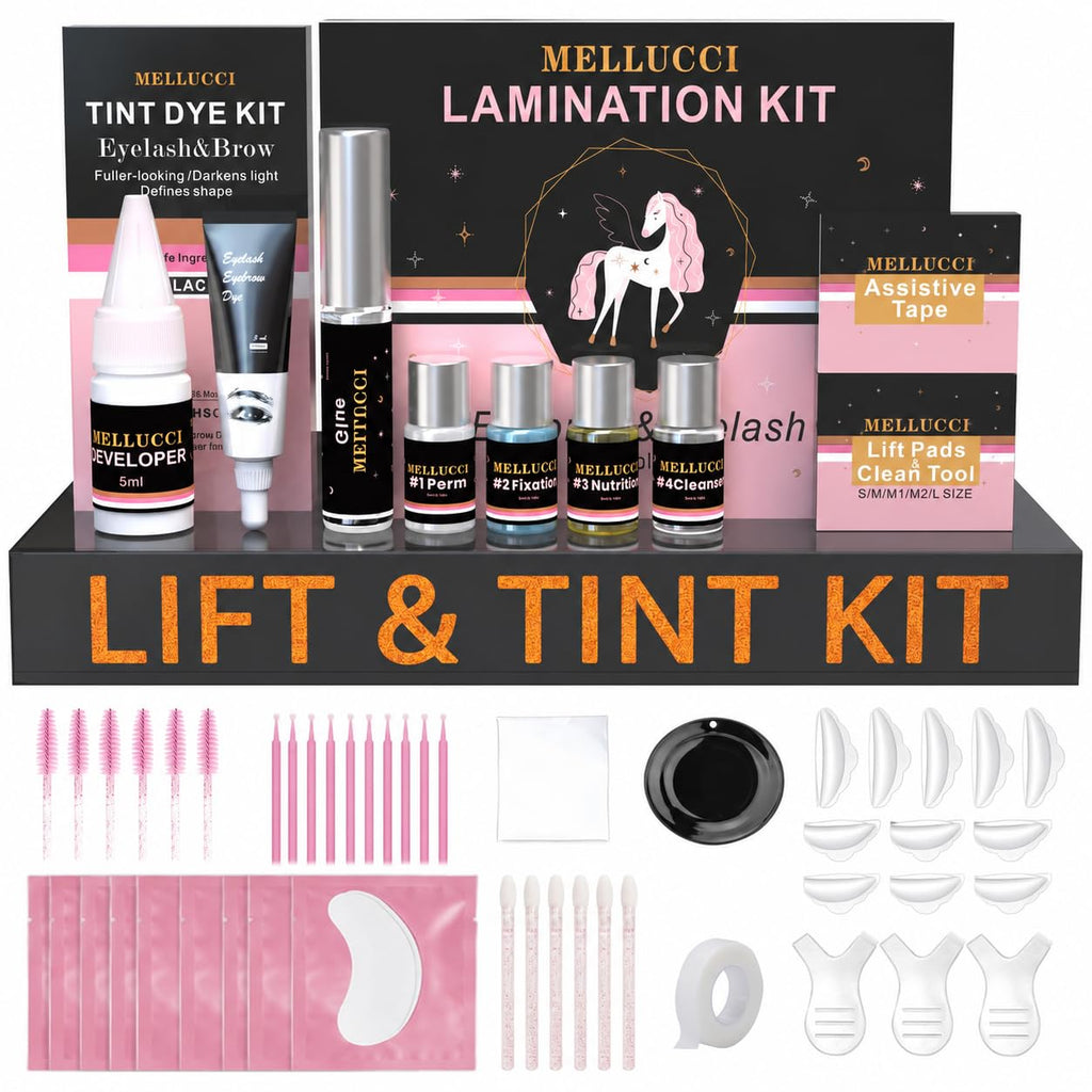 Black Color Lash Lift Kit Brow Lamination Kit - Long Lasting/Professional Results/Easy to Use/Waterproof/Complete Tools