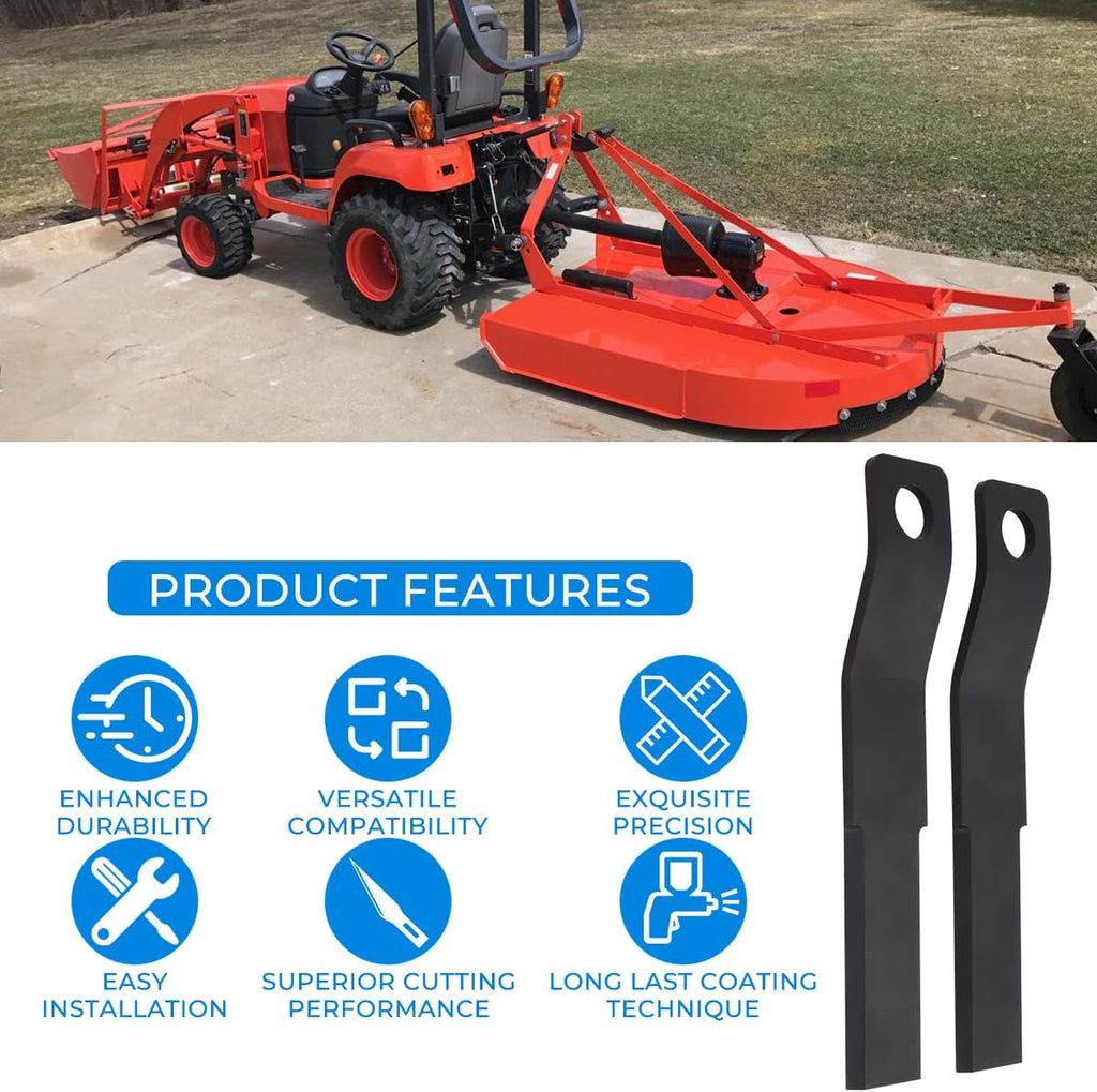 Skid Steer Brush Hog Cutter Blades 10mm Thick Spring Steel 2PCS | Fits For ASV Bobcat Case CAT John Deere Kubota &