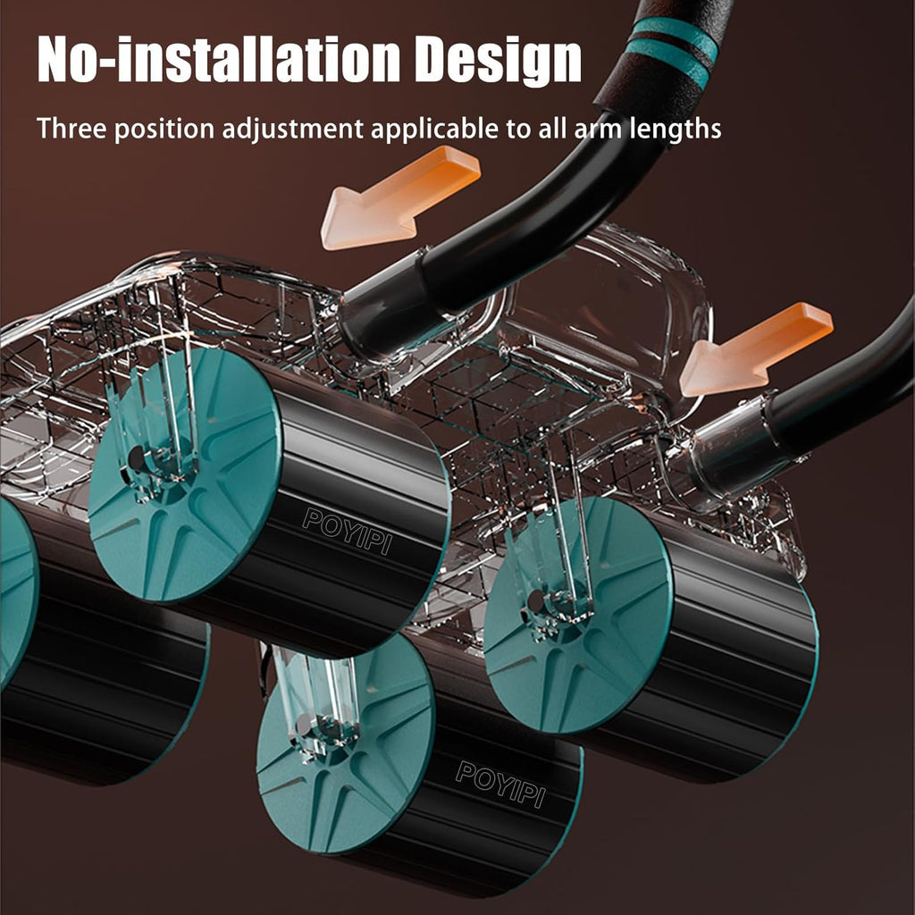 2025 New Ab Wheel Roller with Elbow Support - Automatic Rebound Abdominal Wheel Roller, The Upgraded Four-wheel