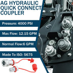 3/8" NPT Ag Hydraulic Quick Connect Coupler