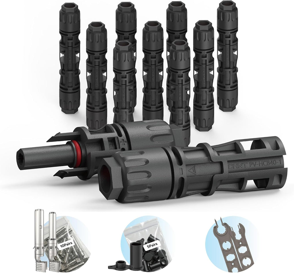 CHINT 8AWG Solar Panel Connectors 1500V DC 70A, TÜV Certified Heavy Duty MC4-Compatible Solar Cable Connectors for