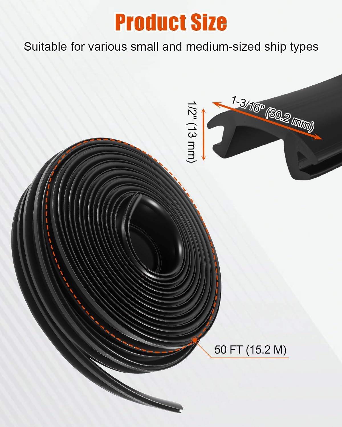 50 FT Boat Rub Rail 1-3/16 in Flexible Rub Rail Vinyl Insert