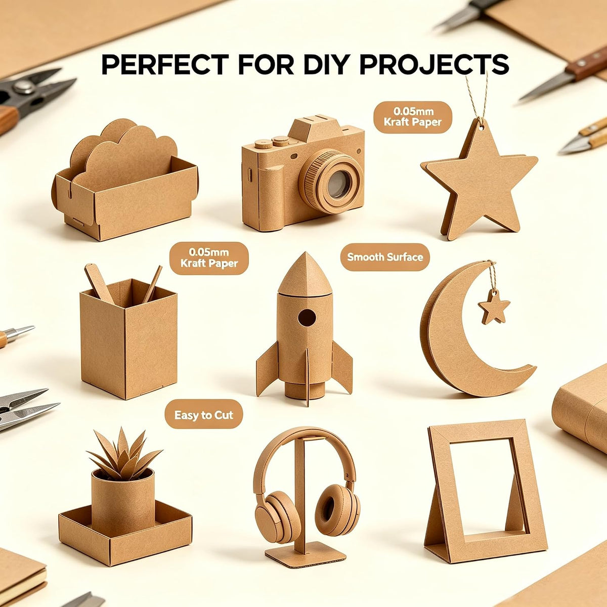 Thin 22pt Chipboard Sheets 8.5 x 11, 150 Kraft Cardboard for Crafts