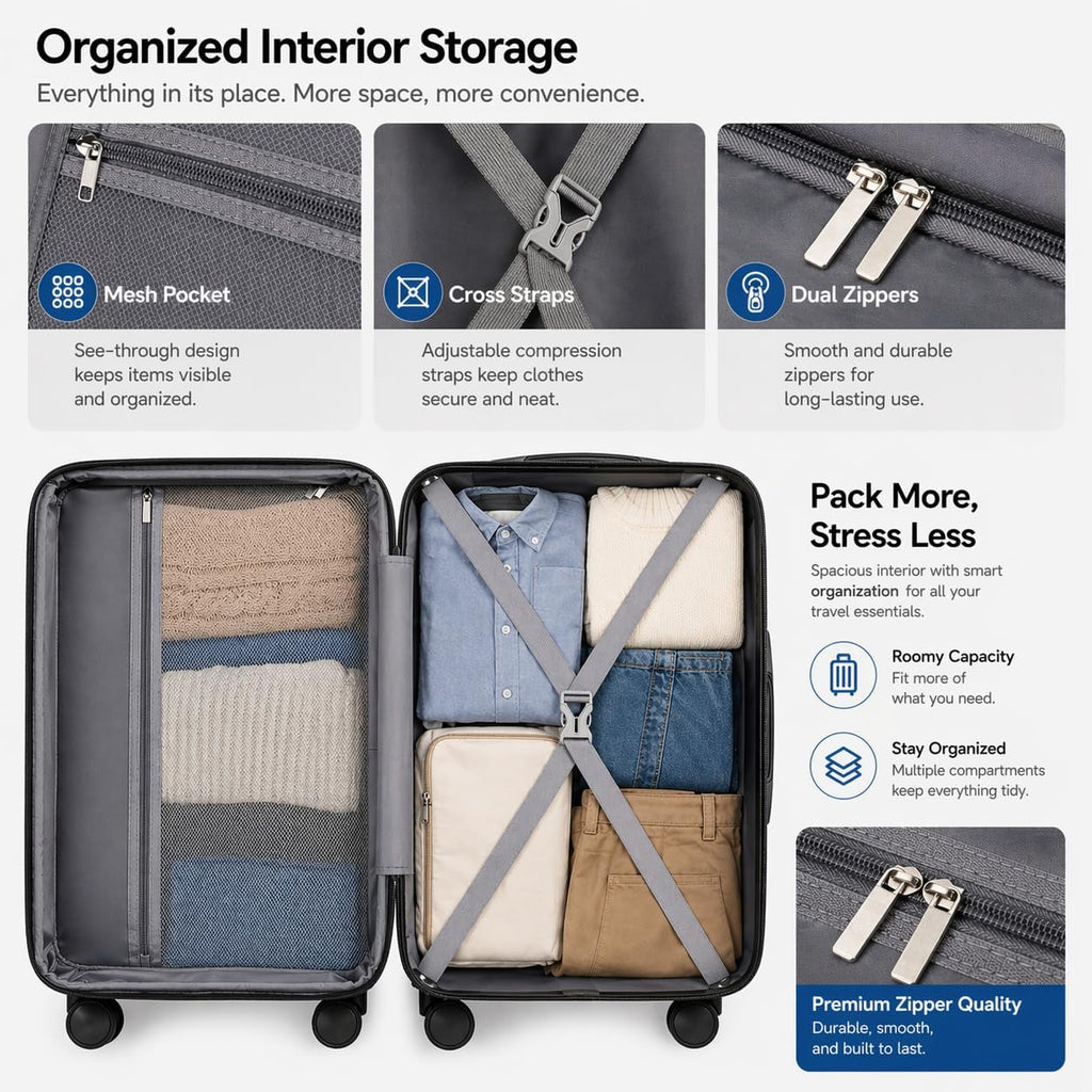 Luggage Sets 3 Piece, Expandable Hardshell Suitcase with TSA Lock & Silent Spinner Wheels, Lightweight Hardside