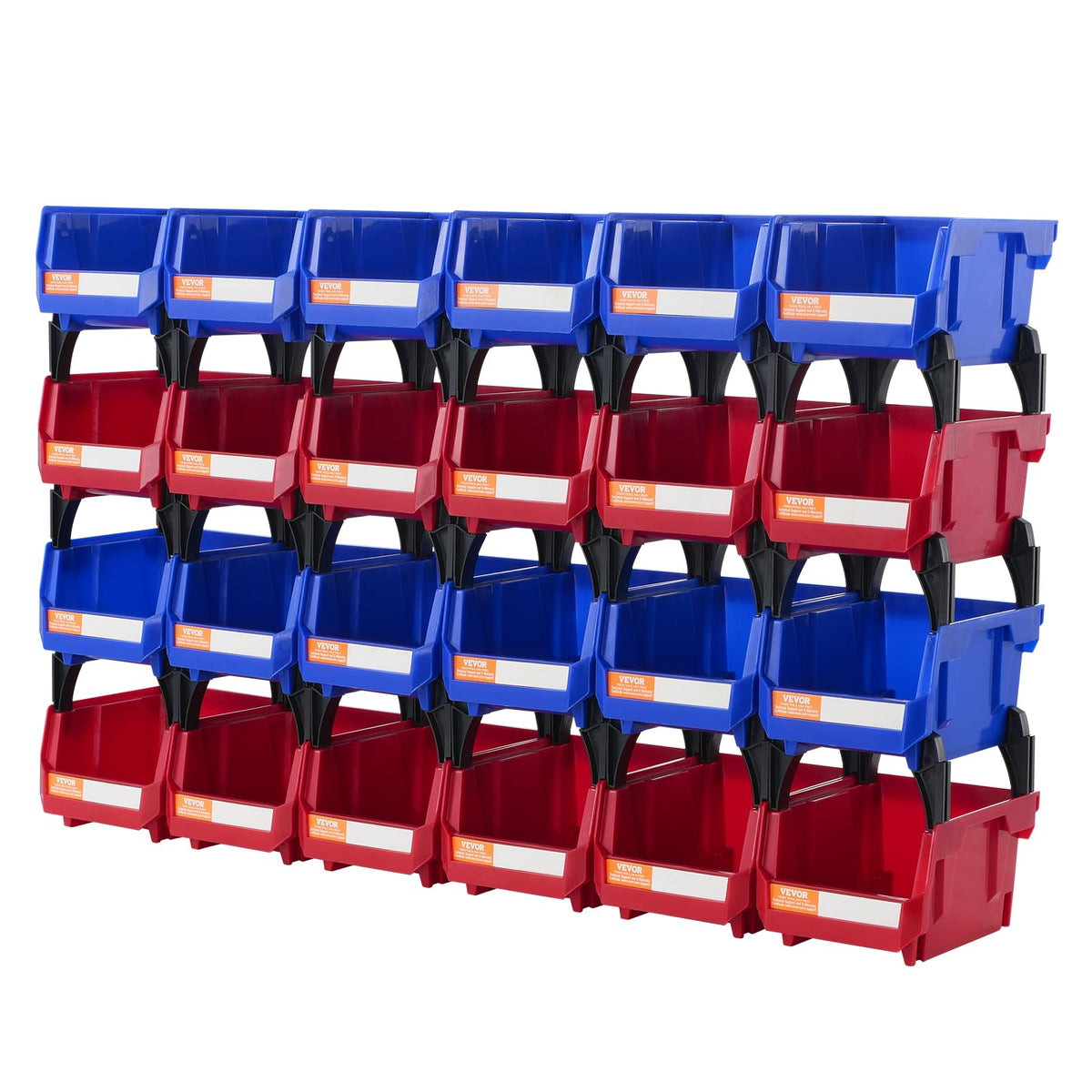 Plastic Storage Bins 24 Pack (5 x 4 x 3-Inch), Hanging Stackable Storage Organizer Bins, Heavy Duty Stacking