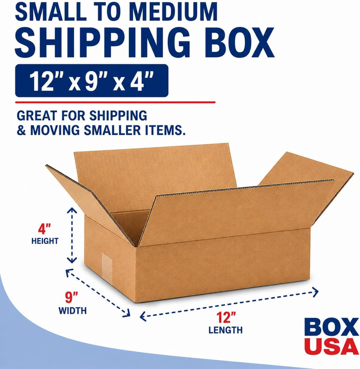 Shipping Boxes Medium 12"L x 9"W x 4"H 25-Pack - Corrugated Cardboard Box for Moving, Mailing, Packing, Packaging and