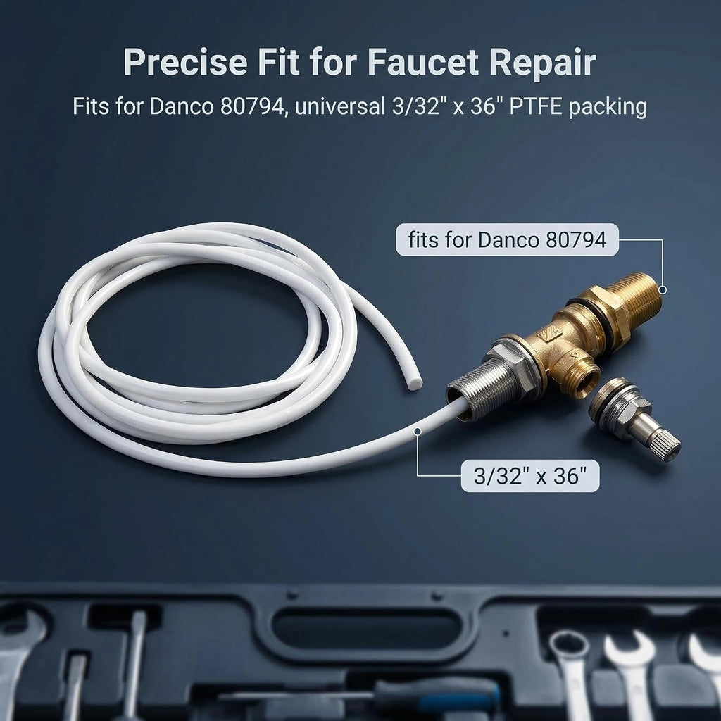 80794 PTFE Faucet Stem Packing 3/32" x 36" Self-Forming Valve Leak Seal