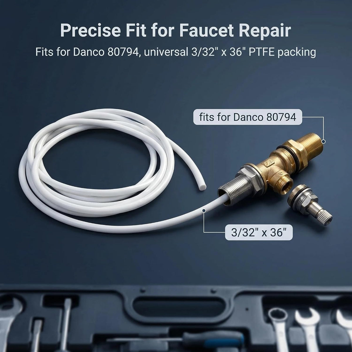 80794 PTFE Faucet Stem Packing 3/32" x 36" Self-Forming Valve Leak Seal