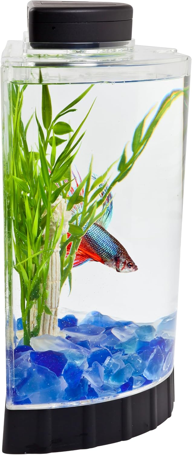 LED Half Moon 1.1 Gallon Fish Tank Kit for Betta Fish