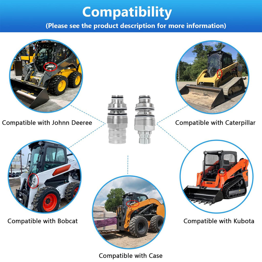 6679837 6680018 Hydraulic Coupler Set Compatible with Bobcat