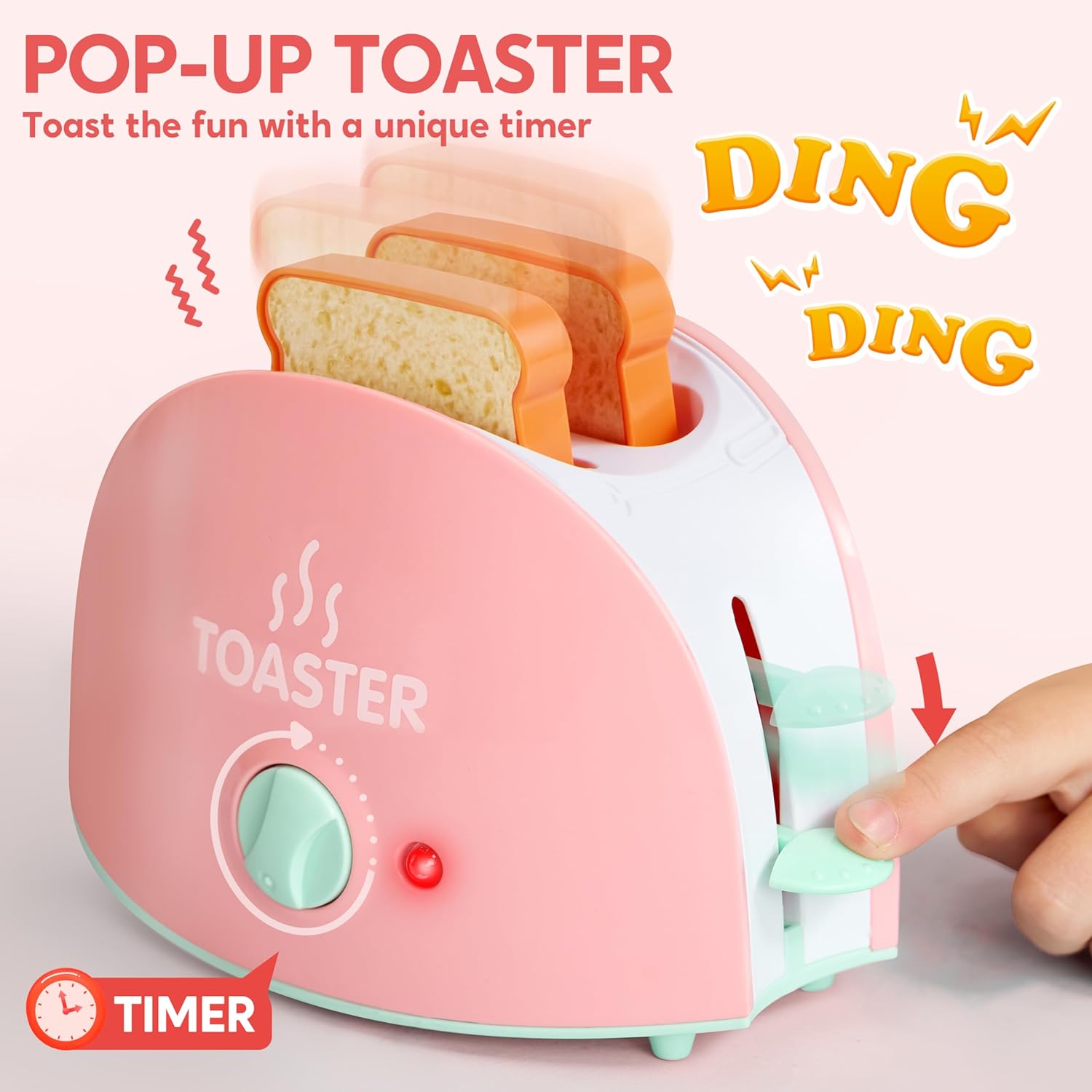 Play Kitchen Toys, Pretend Food Kitchen Accessories Girls Toy with Coffee Maker, Mixer, Toaster with Realistic