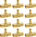 SUNGATOR 12-Pack 3/4" x 3/4" x 1/2" PEX Reducing Tee, Brass Crimp Fitting