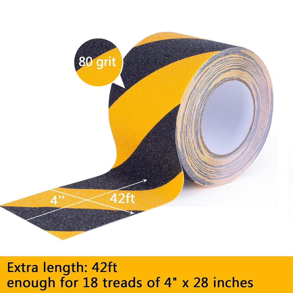 Anti Slip Tape, 4 Inch x 42 Ft Grip Tape for Stairs Outdoor/Indoor, Waterproof Non Skid Roll for Stair Treads Non