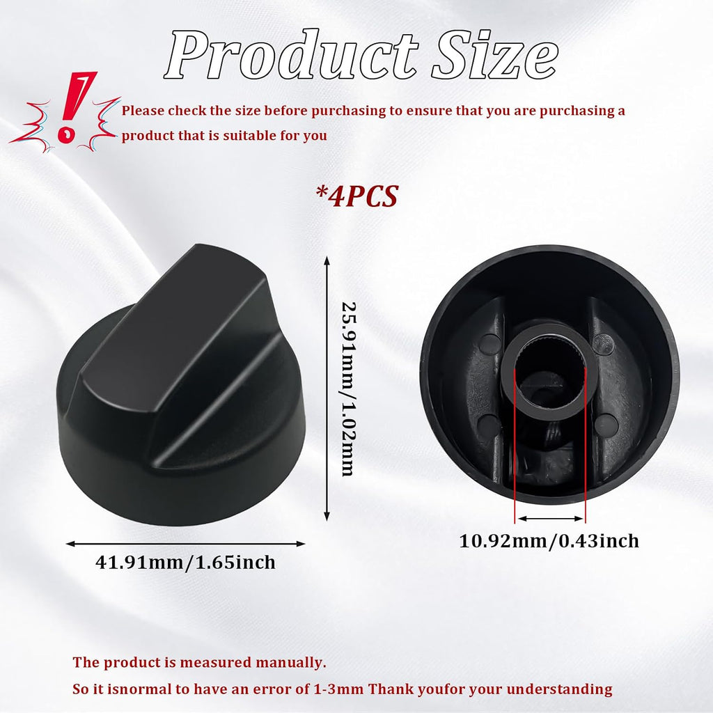 4 Pack Universal Stove Switch Knob Replacements with 12 Adapters