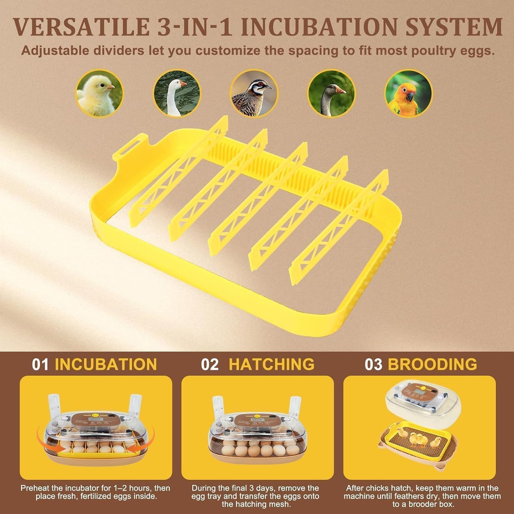 Gen III - 24 Egg Automatic Incubator, Stage-Based Adaptive Humidity with Auto-Refill, Stable Temp Control, Flexible