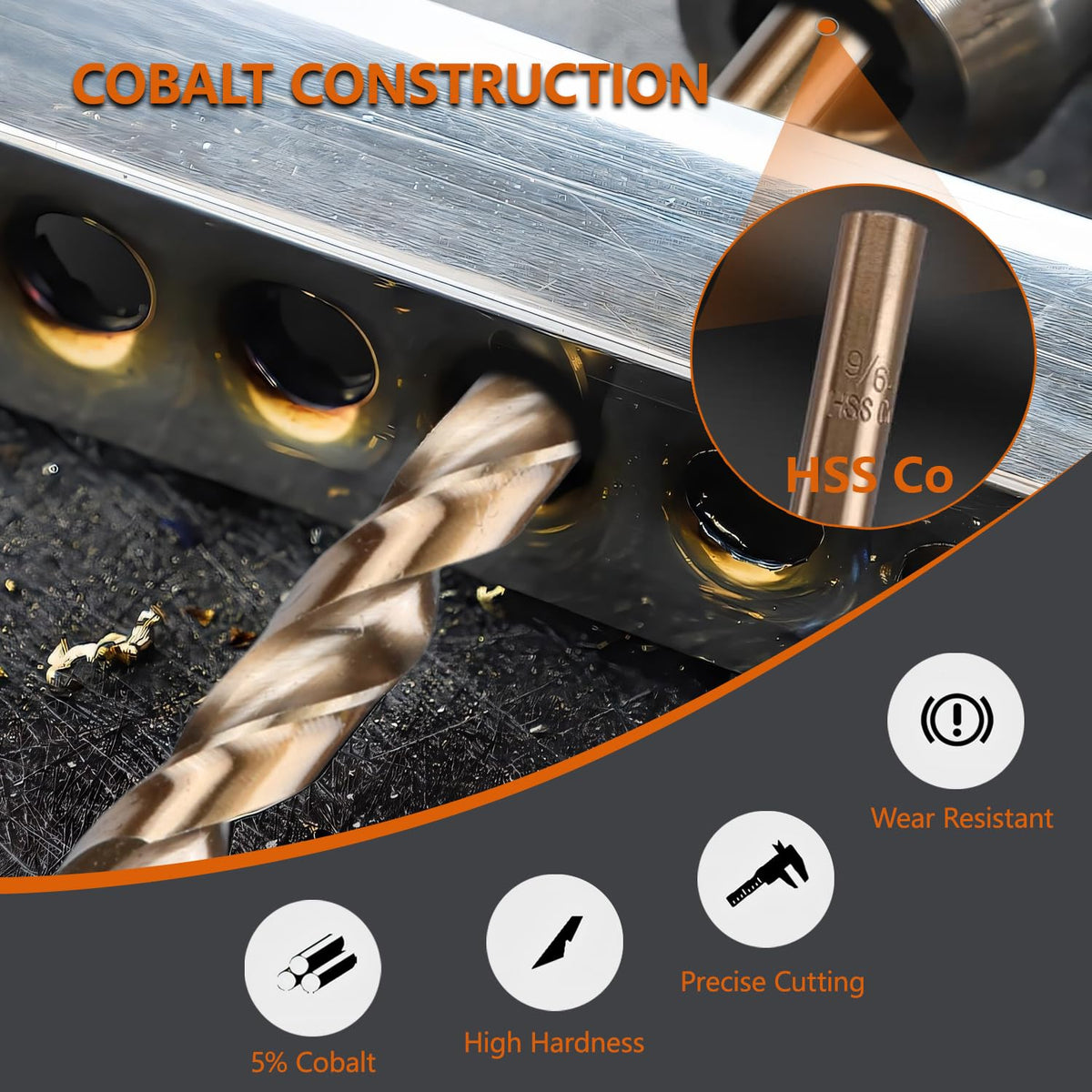 74-Piece M35 Cobalt Drill Bit Set, 1-8mm Metric Bits for Hard Metal