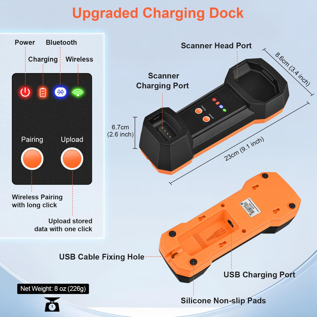 1D QR 2D Industrial Barcode Scanner with Upgraded Charging Dock
