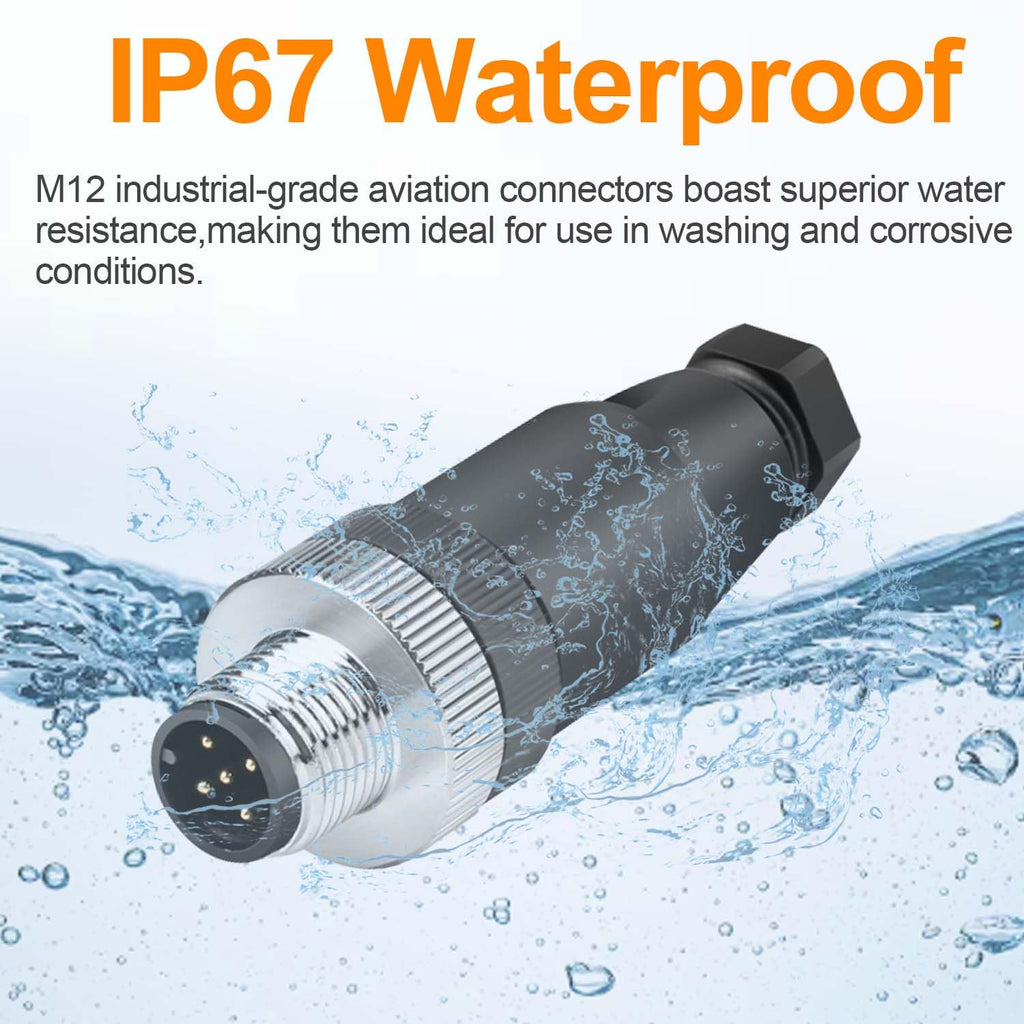 10Pcs M12 5-Pin Male Aviation Connector Industrial A-Code Plug Waterproof