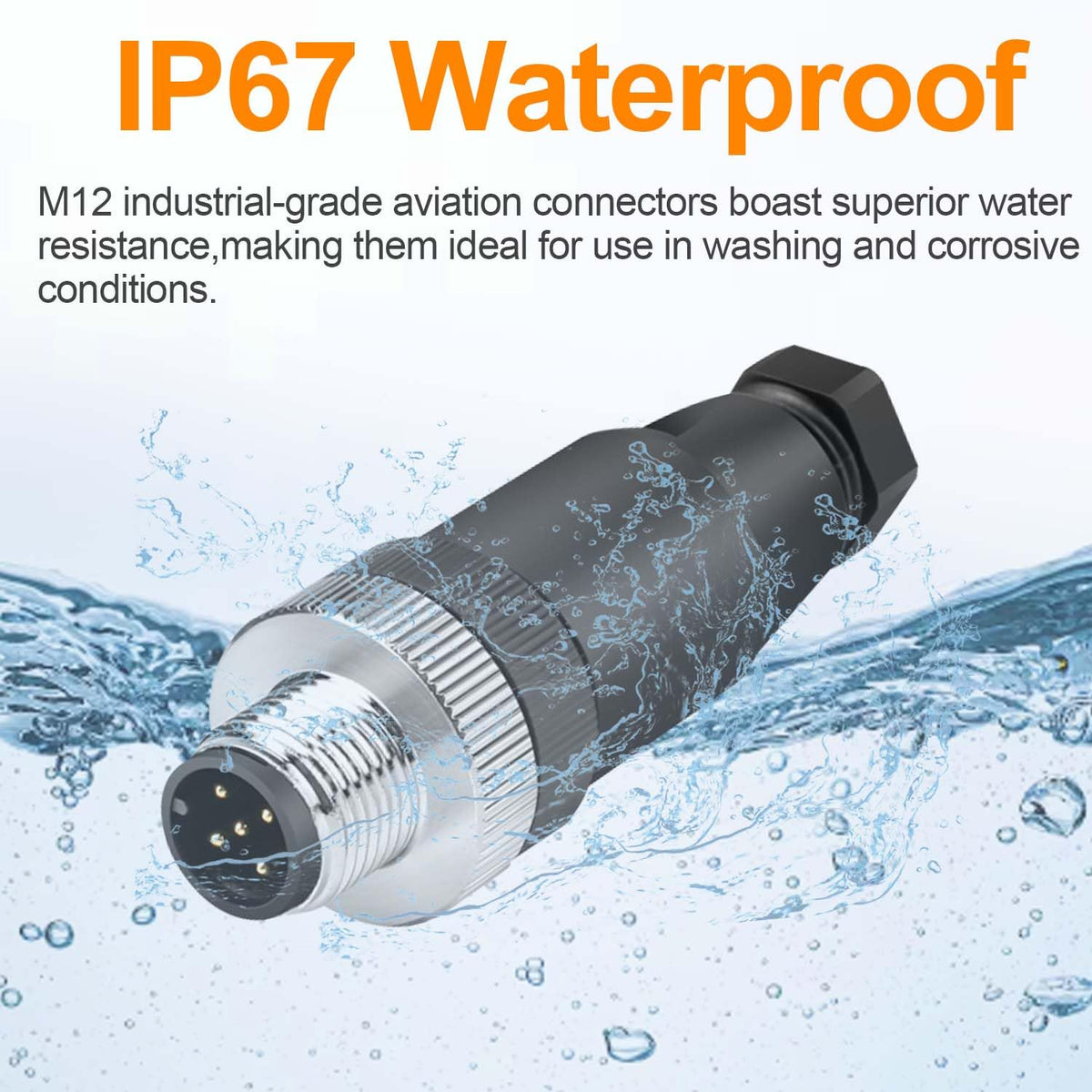 10Pcs M12 5-Pin Male Aviation Connector Industrial A-Code Plug Waterproof