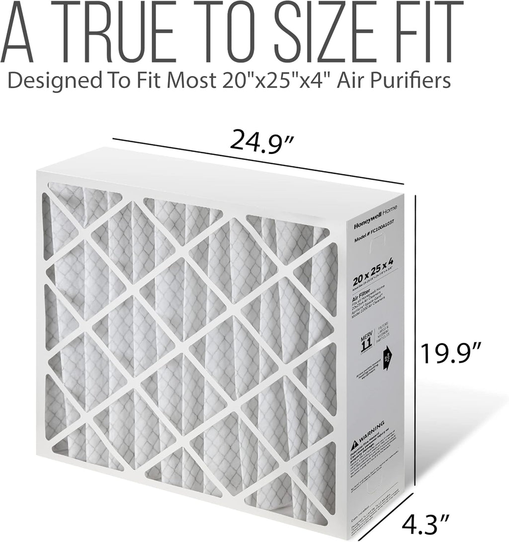 20x25x4 Furnace Filters, FC100A1037 Filter Replacement, Merv 11 Filter Media with Homequip Disposal Bag (2 Pack)