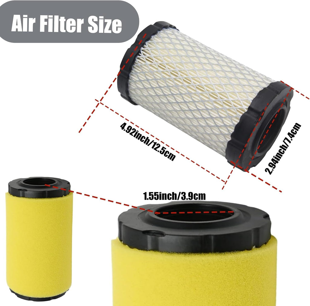 Z355E Air Filter Tune Up Kit Replacement for John Deer Z335E Z345M Z225 Z235 Z355R Z345R Z345 Z335M Z335 Z355 E120 17.5hp 19.5hp 20hp 21hp Engine 46’’48’’ Mower Parts wiht Oil Filter