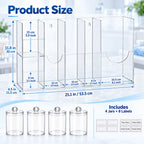 Sterilization Pouch Organizer Set with 4 Jars Acrylic Dental Dispenser Rack