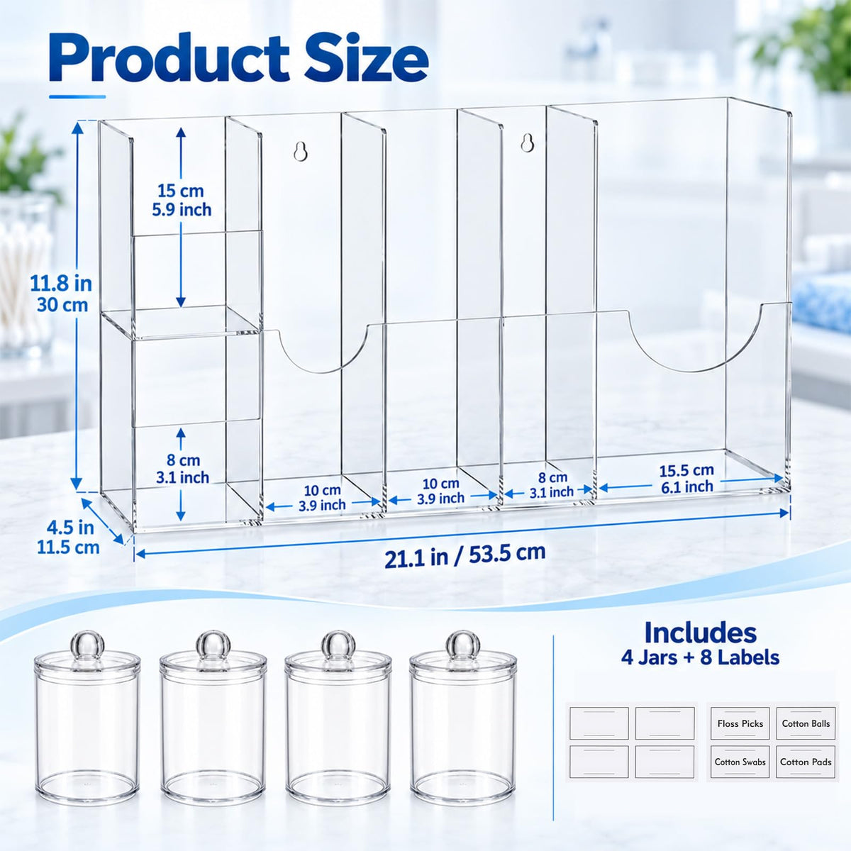 Sterilization Pouch Organizer Set with 4 Jars Acrylic Dental Dispenser Rack