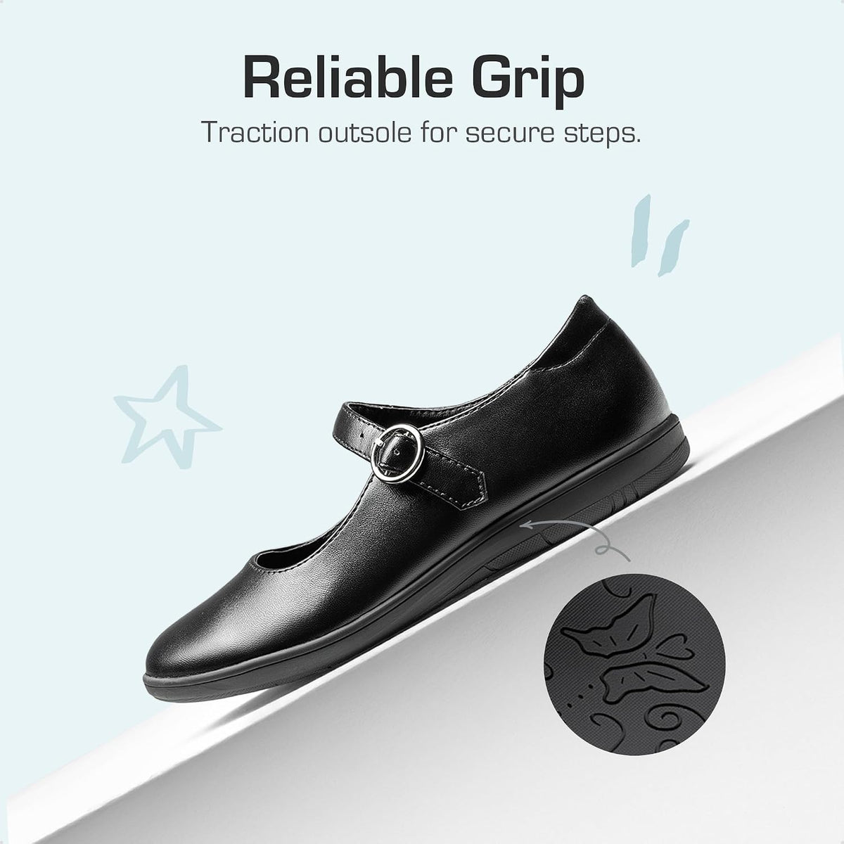 Girls Mary Jane School Uniform Shoes | Girl Buckle Dress Shoes Back-to-school Non-Slip Fatigue-free Flats with Roomy