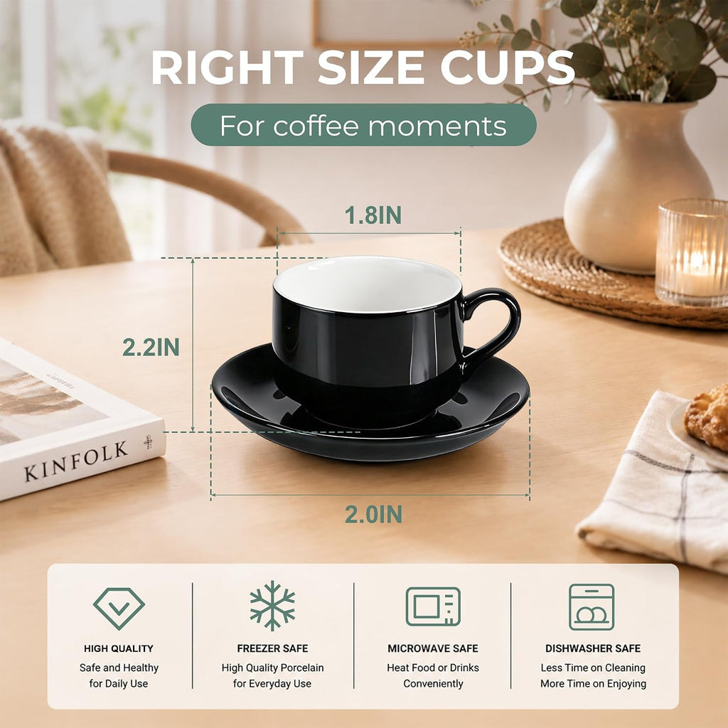 3 Ounce Espresso Cups Set of 4, Black