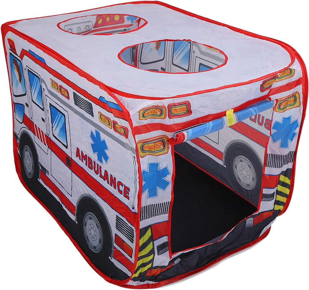 Pop up Play Tent, Foldable Indoor Outdoor Ambulance Playhouse for Toddlers Kids Doctor Patient Games