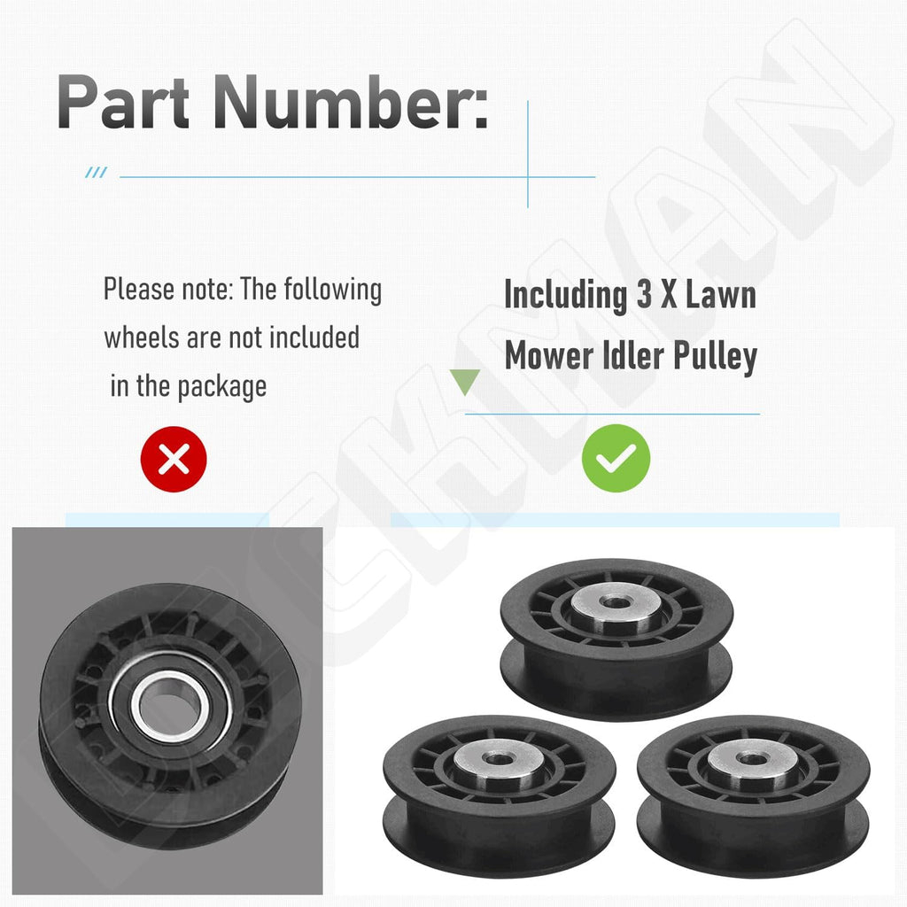 587973001 Lawn Mower Idler Pulley 3 - Pcs for Husqvarna Poulan Lawn Mower
